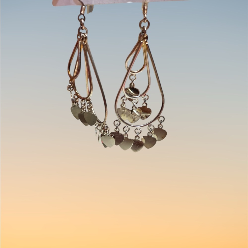 Elegant Gold Heart Dangle Earrings